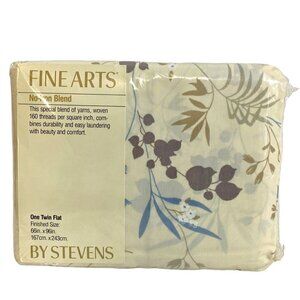 Twin Flat Sheet Fine Arts by Stevens Yellow Beige Floral New Old Stock No Iron B